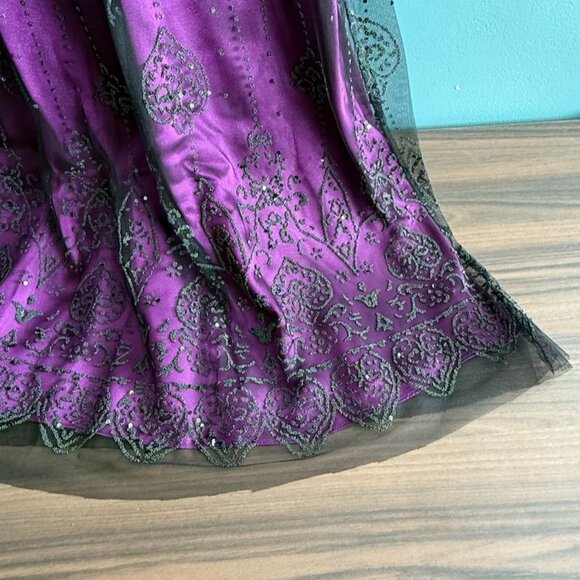 Adrianna Papell Boutique Dress Size 6 Womens Formal Purple Mesh Overlay Beads - Picture 6 of 10